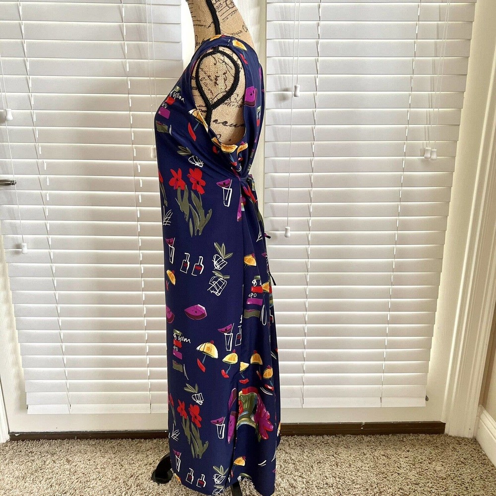 Casual Corner Annex Womens Sz 6 Petite Blue Sleeveless Margarita Drink Dress - Picture 7 of 12